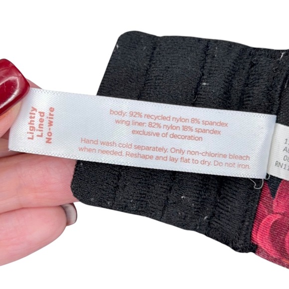 Cacique Black Floral Lightly Lined No Wire Full Coverage Bra 42C - Picture 5 of 5